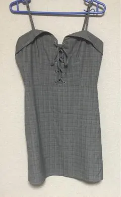 Forever21 チェック柄レースアップキャミワンピース