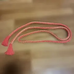 オレンジ 編み込み 帯締め 房付き