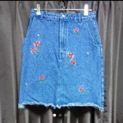 ダズリン　刺繍　花　デニムスカート