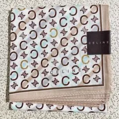 CELINE　セリーヌ　ハンカチ　マカダム　ストライプ　ベージュ系　約50cm