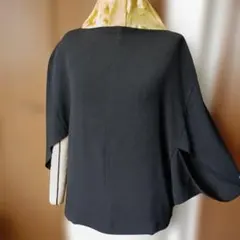 着物リメイク、絹ゆったりプルオーバートップス、黒ちりめん