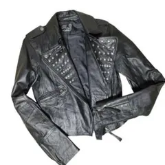 希少 ZARA ザラ ラムレザー ダブルライダースジャケット スタッズ S 黒