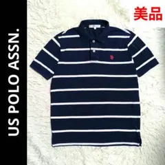美品 ✨️ US POLO ASSN ボーダー柄 ポロシャツ M ネイビーのサムネイル