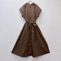 新品 grove UVカット サッカーシャツワンピース LL ダークブラウンのサムネイル