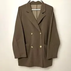 ダブルボタン ブラウン ジャケット Mサイズ