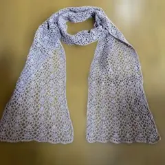 薄紫のレース編みストール　マフラー