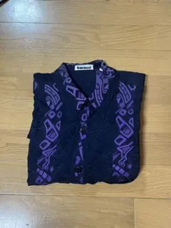 80〜90's レトロシャツ　アートシャツ　総柄シャツ