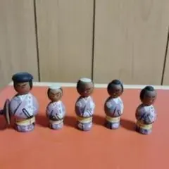 伝統的な木製こけし 5体セット