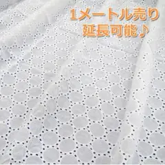お値下げ　#380　新品　コットンレース　生地　ホワイト　白　1ｍ