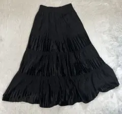 SAN SHAN プリーツ ロングスカート ブラックのサムネイル