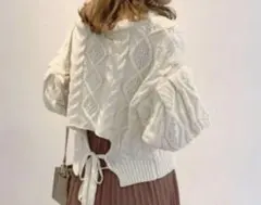 Chico アイボリー ケーブルニット