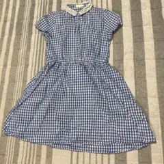 ギンガムチェックブルーワンピース