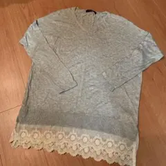 値下げ！グリーンパークス♡ 裾レーストップス　フリーサイズのサムネイル