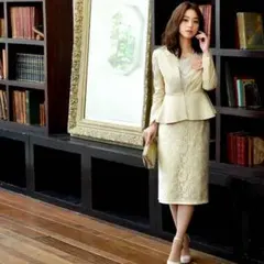 【RUIRUE BOUTIQUE】リバーシブルペプラムスーツセットアップ L