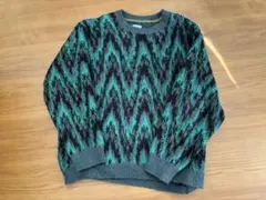 COOGI 幾何学模様 山 空 海 ニット セーター 100%ウール 3Dニット 