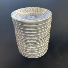 昭和レトロ　青い放射状模様の小皿　14枚セット→→→16枚セット