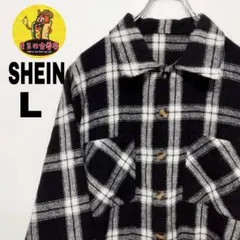 usa古着 SHEIN ヘビーネルシャツ　L ブラック　ホワイト　チェック