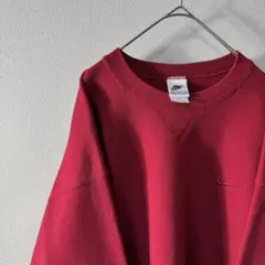 希少 90s USA製 NIKE ナイキ 前V ワンポイント刺繍 白タグ 古着