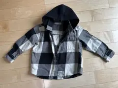 ZARA 116cmフード取り外し可能　チェックシャツ黒白