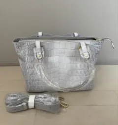 新品未使用 LEATHER JEWELSクロコ型押し牛革2wayバック ヒマラヤ
