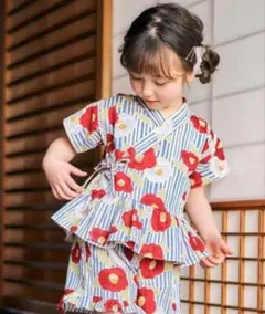 apres les cours 甚平　花柄フリル付き浴衣 80cm 双子