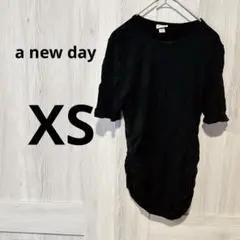 一点物❣️ a new day 半袖Tシャツ 【XS】 黒 ブラック ギャザー