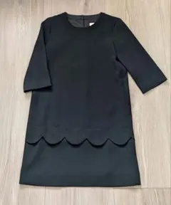 ほぼ新品 ケイトスペード 黒 ブラック スカラップ 七分袖 ワンピース