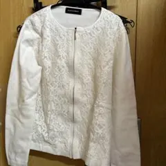GALLORIA レース付きジップアップカーディガン