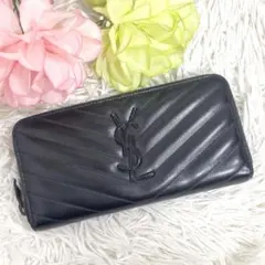 美品✨サンローラン 長財布 ラウンドファスナー カサンドラ キャビアスキン 黒のサムネイル