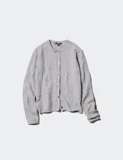 UNIQLO ケーブルクルーネックカーディガン グレー M
