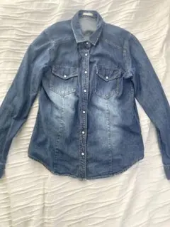 GU デニムシャツ 長袖 M レディース ウエスタンシャツ インディゴ 羽織り