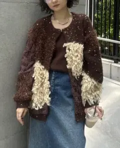 UND MIX YARN PATCHWORK KNIT CARDIGANのサムネイル