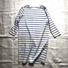 オペークドットクリップ　ボーダーワンピース　チュニック