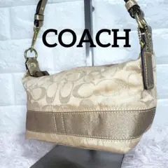 コーチ ゴールド シグネチャー ワンショルダーハンドバッグアクセサリーポーチ