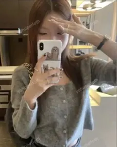 SHEIN グレー カーディガン クロップド丈 L ニット レディース