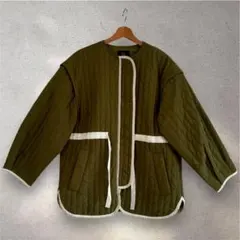 【最終SEAL！】wcloset取り外しキルティングジャケットカーキノーカラー