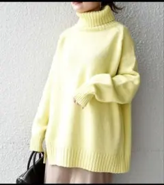 【美品】【WEB限定】SHIPSサイドスリット タートルネック ウール ニット