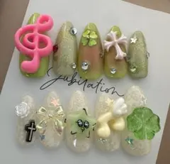 【現品】ネイルチップ平成女児ウィッシュコアy2k音符クローバー星nctwish