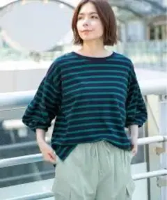 ストライプ五分袖トップス サイズ3 Niko and…