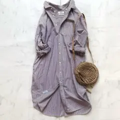 ジムフレックス ストライプ柄 ロング シャツワンピース ワイドシルエット 12