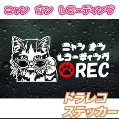 ドライブレコーダーステッカー　ネコ　猫　ステッカー　【Sサイズ】　ホワイト