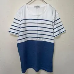 クロッシー　ボーダー　Tシャツ　半袖　カジュアル　コットン　ブルー　Sのサムネイル