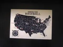 A4 額付き ポスター 野球場 メジャーリーグ 地図 アンティーク ヴィンテージ