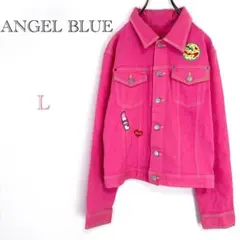 ◆エンジェルブルー【L】ピンクジージャン デニムジャケット ワッペン付き 平成