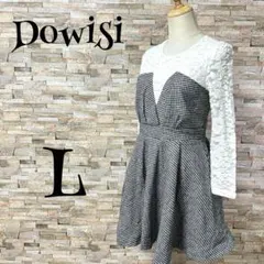 【ドゥウィジー/DOWISI】　ワンピース　ドッキング　切り替　レース　千鳥格子