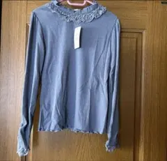 アクシーズファム⭐︎フリル襟 カットプルオーバー長袖⭐︎ブルー⭐︎Mサイズ⭐︎新品未使用