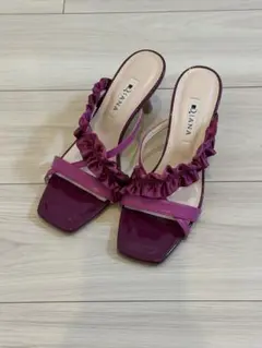 DIANA フリル付きパープルサンダル24センチ