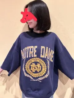 70s Champion Notre Dameフットボールt 83 ナス紺 襤褸 - メルカリ
