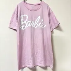 Barbie レディース クルーネック ロゴプリント L ピンク カットソーのサムネイル