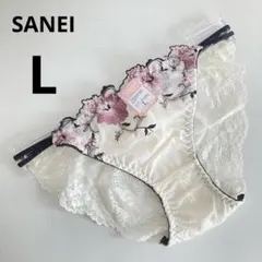 レースショーツ　Lサイズ　白　花柄　ダブルサイドストリング　10547